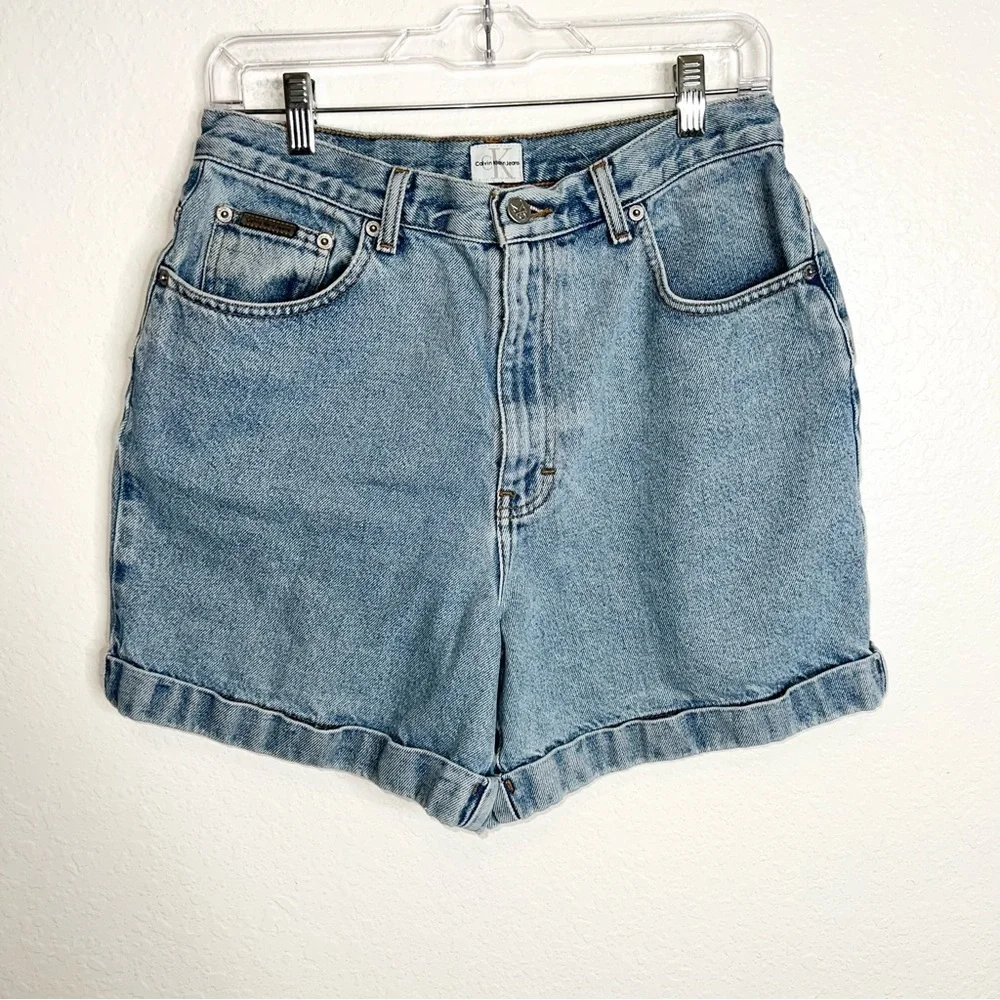Calvin Klein Shorts Women Size 12 Vintage Cuffed Mom Jean 90s High Waisted AA